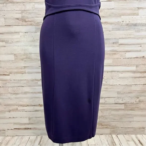 Elie Tahari Sleeveless Stretch Knit Sheath Dress Size S Purple Plum V-Neck - Picture 4 of 15